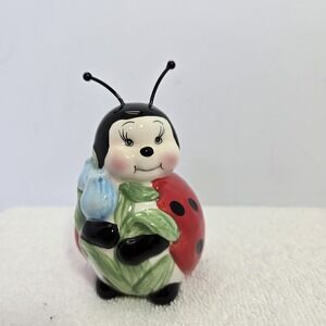 Vintage Anthropomorphic Ladybug Single Shaker Ceramic Valentines Day Love 2 Hole